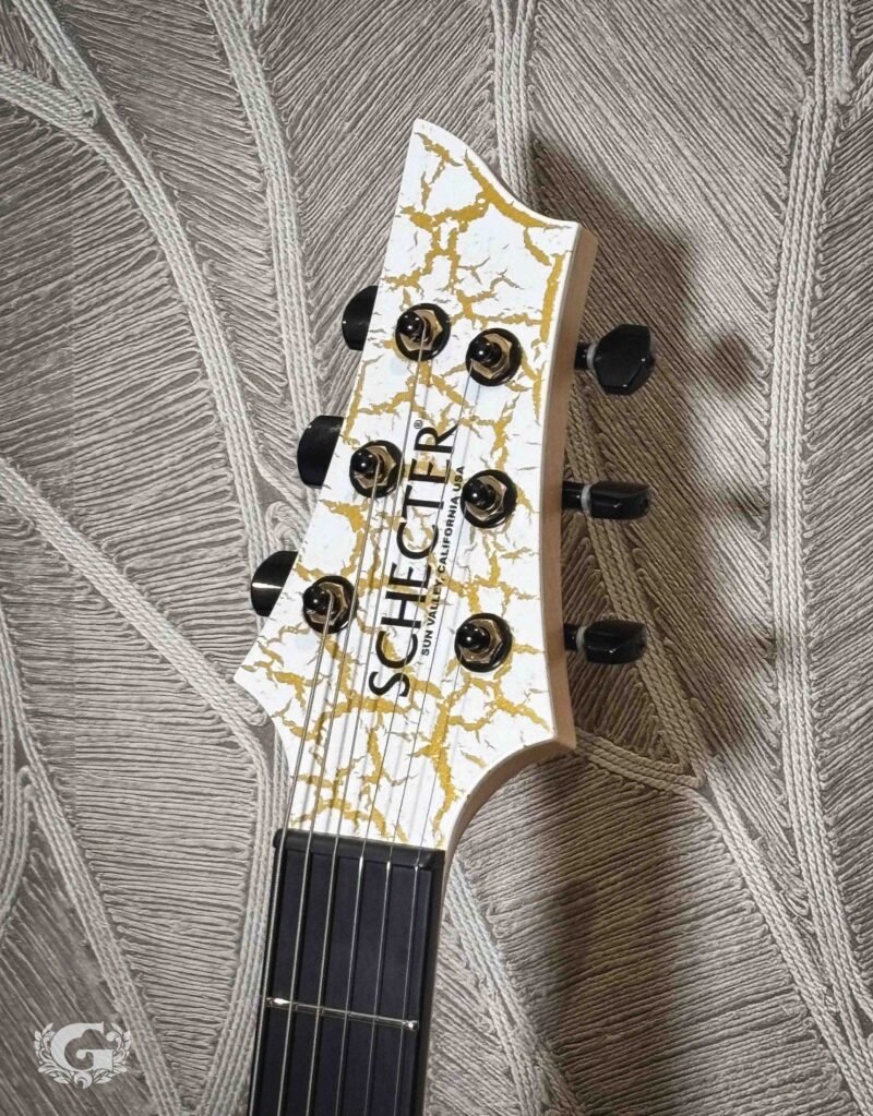 Schecter USA Sunset Extreme White and Gold Satin Crackle
