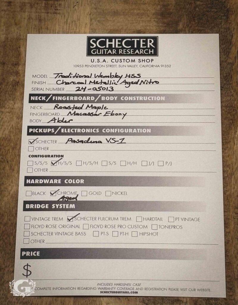 Schecter Traditional USA Wembley HSS - Charcoal