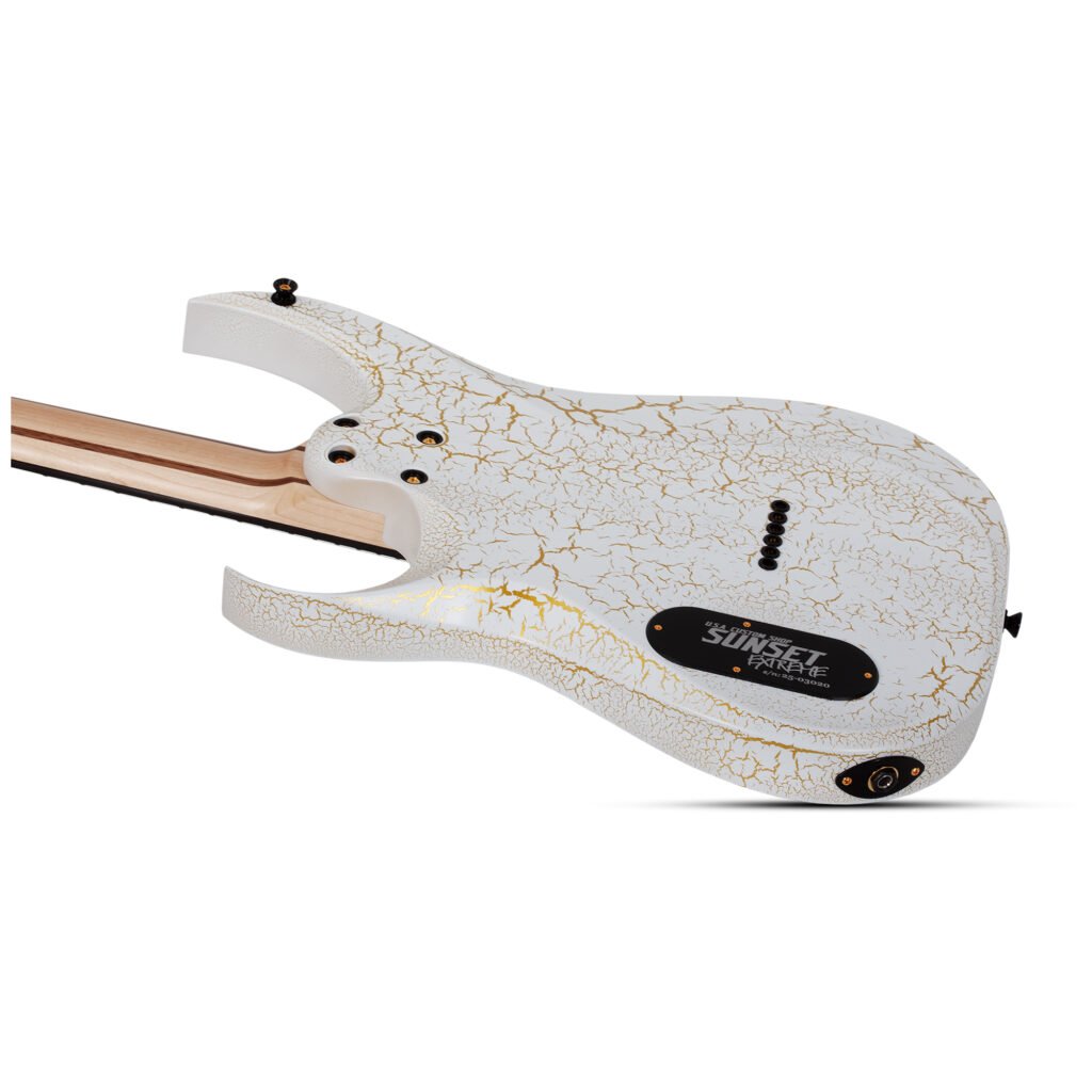 Schecter USA Sunset Extreme White and Gold Satin Crackle