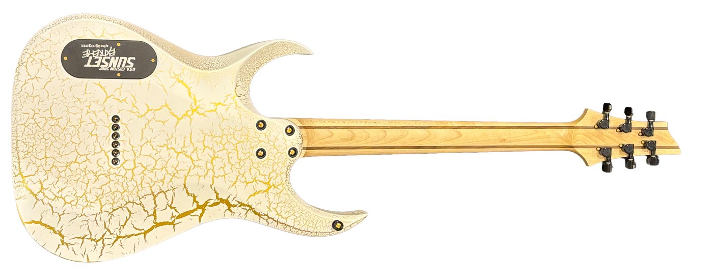Schecter USA Sunset Extreme White and Gold Satin Crackle