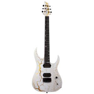 Schecter USA Sunset Extreme White and Gold Satin Crackle
