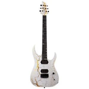 Schecter USA Sunset Extreme White and Gold Satin Crackle