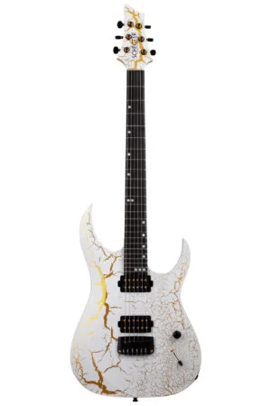 Schecter USA Sunset Extreme White and Gold Satin Crackle