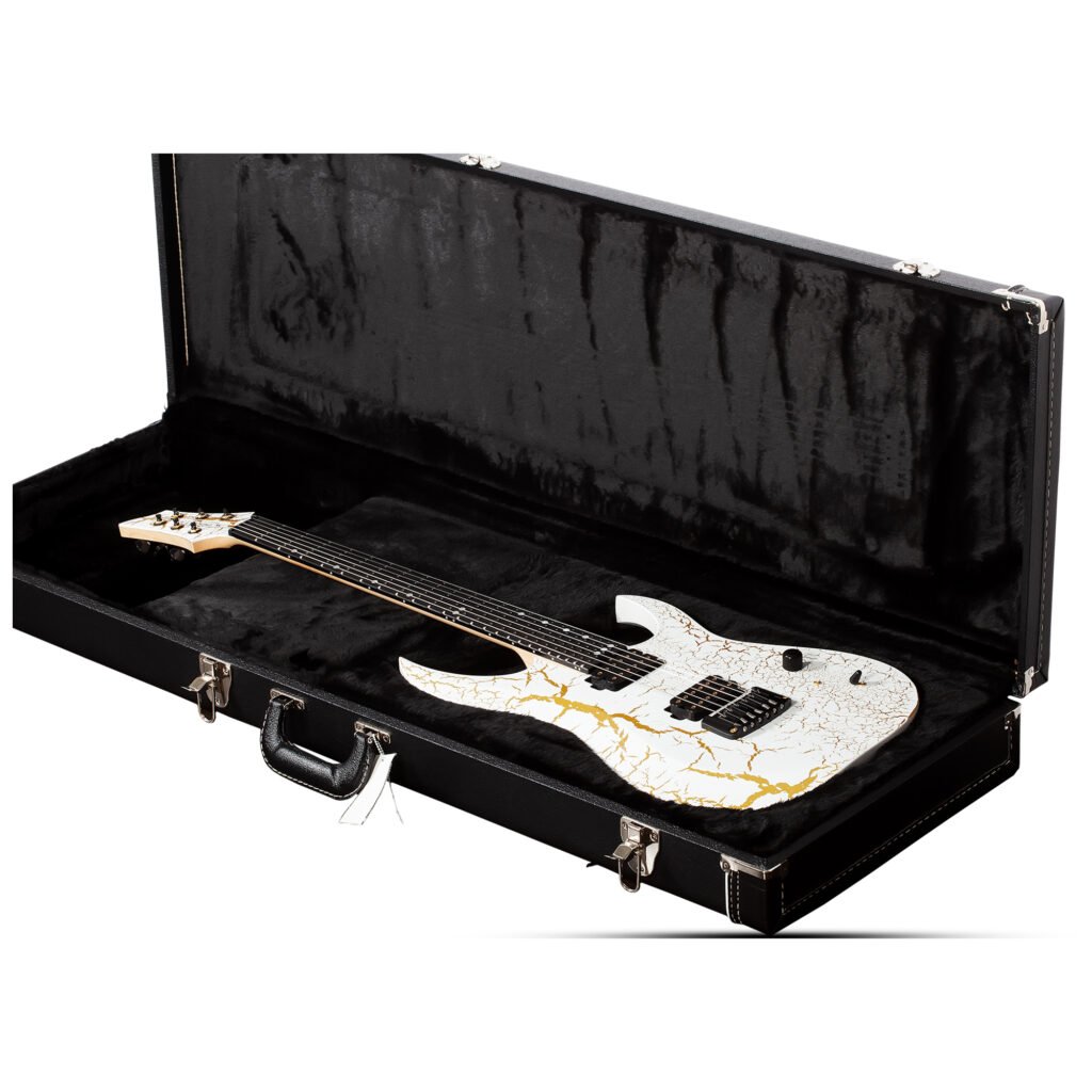 Schecter USA Sunset Extreme White and Gold Satin Crackle