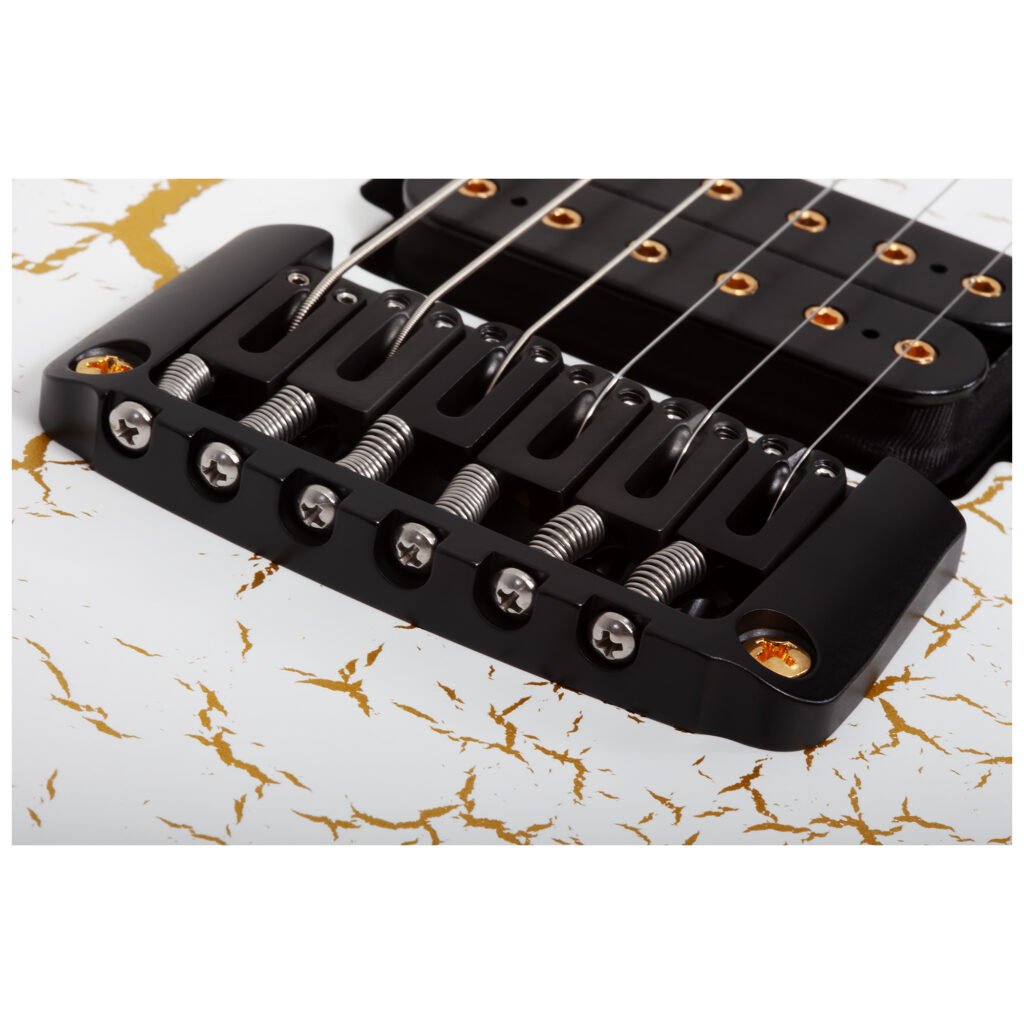 Schecter USA Sunset Extreme White and Gold Satin Crackle