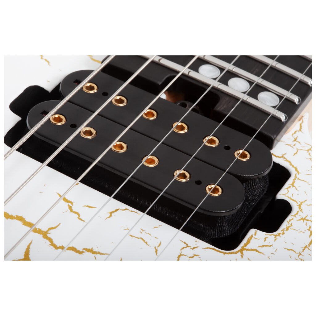 Schecter USA Sunset Extreme White and Gold Satin Crackle