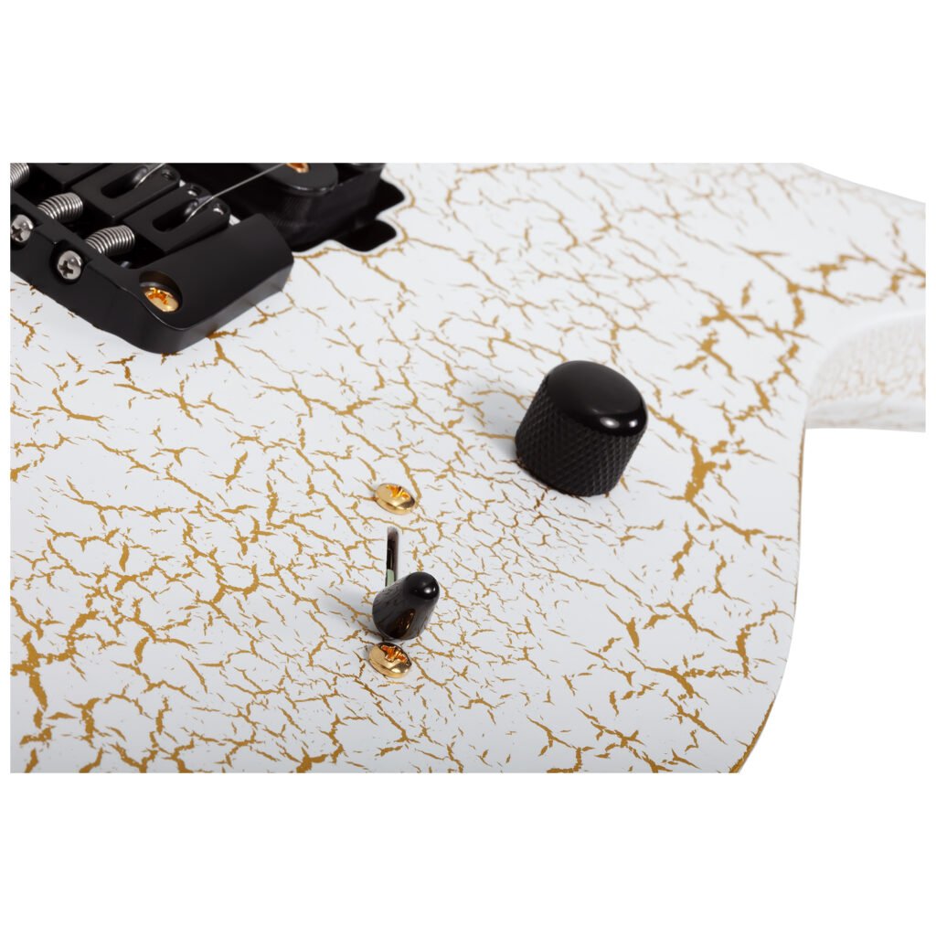 Schecter USA Sunset Extreme White and Gold Satin Crackle