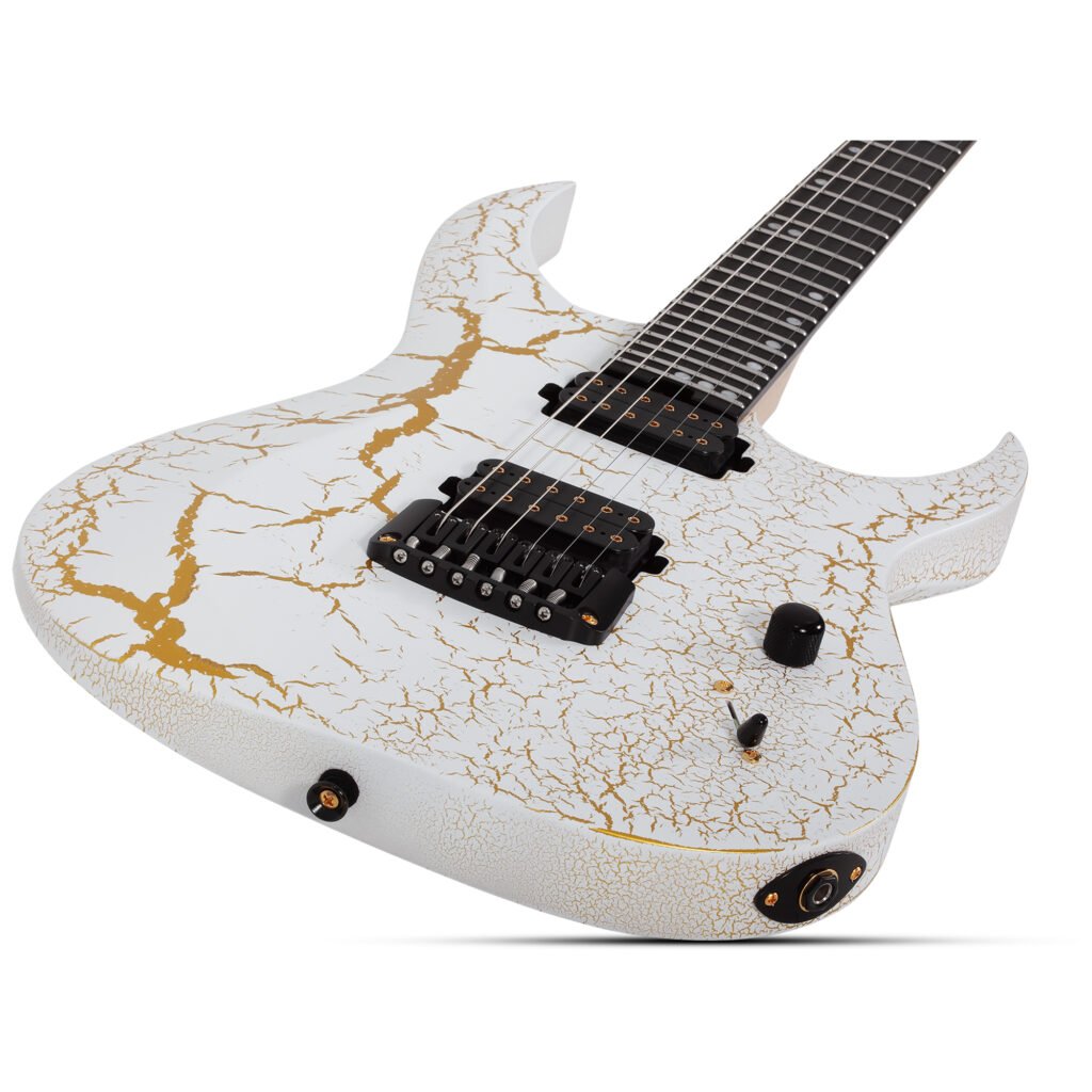 Schecter USA Sunset Extreme White and Gold Satin Crackle
