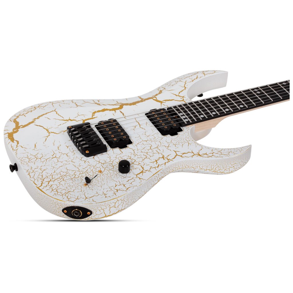 Schecter USA Sunset Extreme White and Gold Satin Crackle