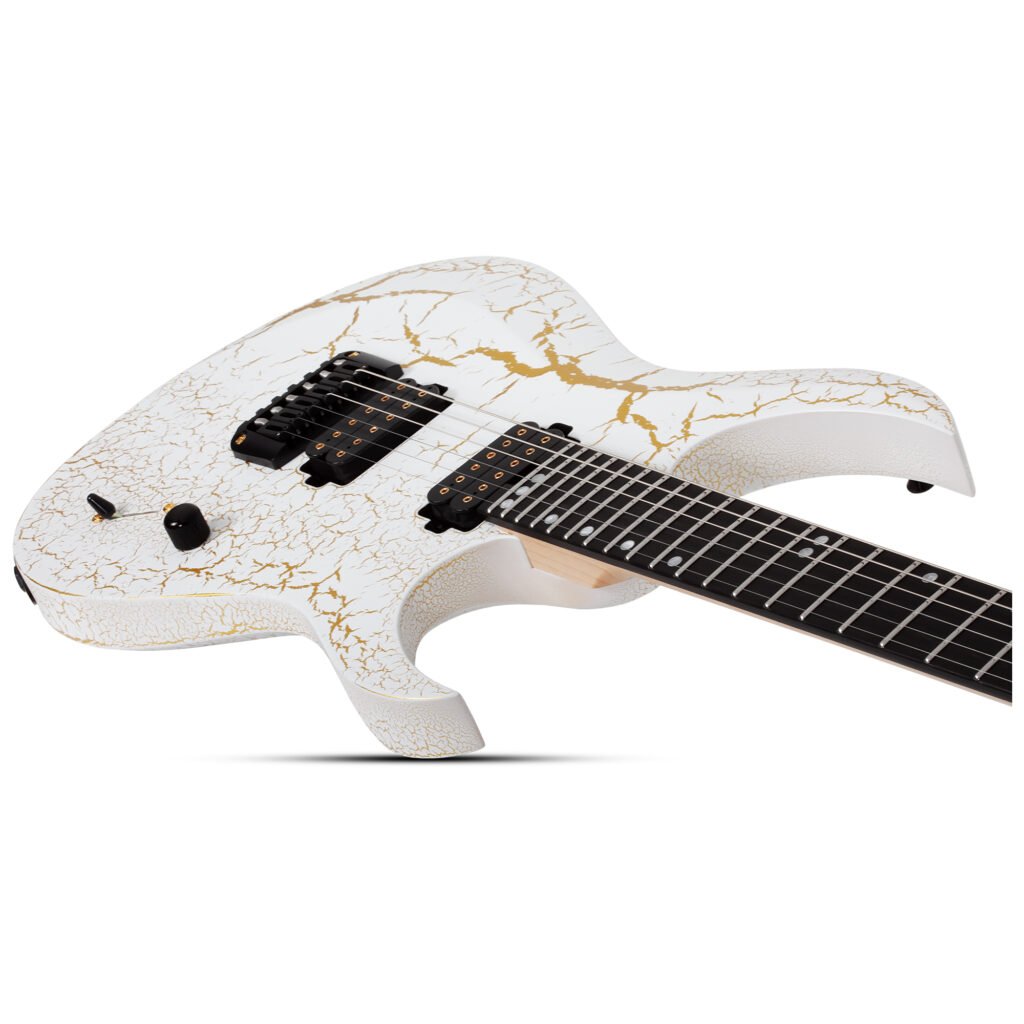 Schecter USA Sunset Extreme White and Gold Satin Crackle