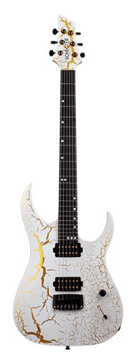 Schecter USA Sunset Extreme White and Gold Satin Crackle