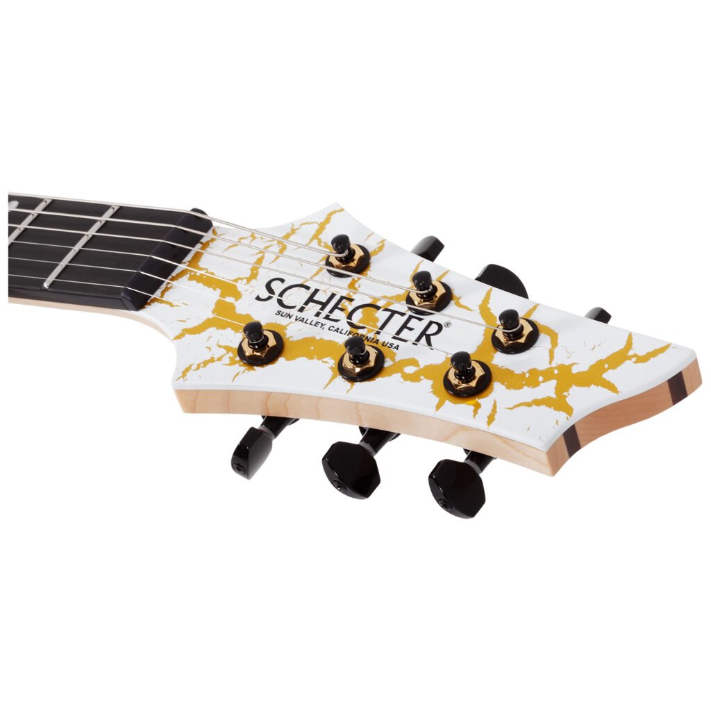 Schecter USA Sunset Extreme White and Gold Satin Crackle
