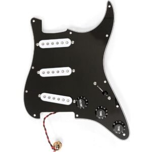 AxLabs Al Habanero Pre-Wired Pickguard 3 Ply /11-Hole SSS Black w/ White Covers