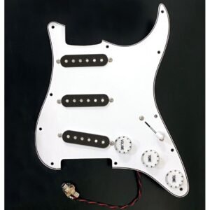 AxLabs Al Habanero Pre-Wired Pickguard 3 Ply /11-Hole SSS White w/ Black Covers
