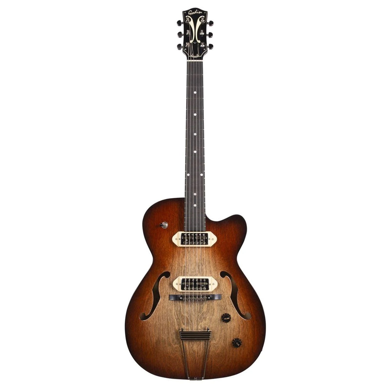 Godin 5th Avenue Thin Line Kingpin Vintage Burst Gold Foil